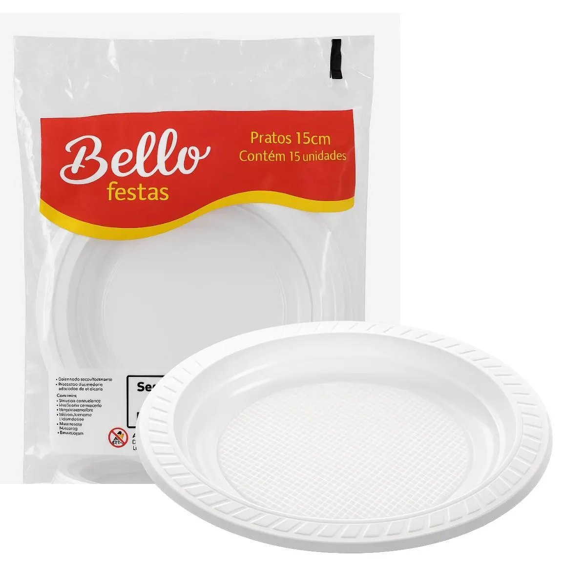 Prato descartável branco BELLA 21cm 10Un