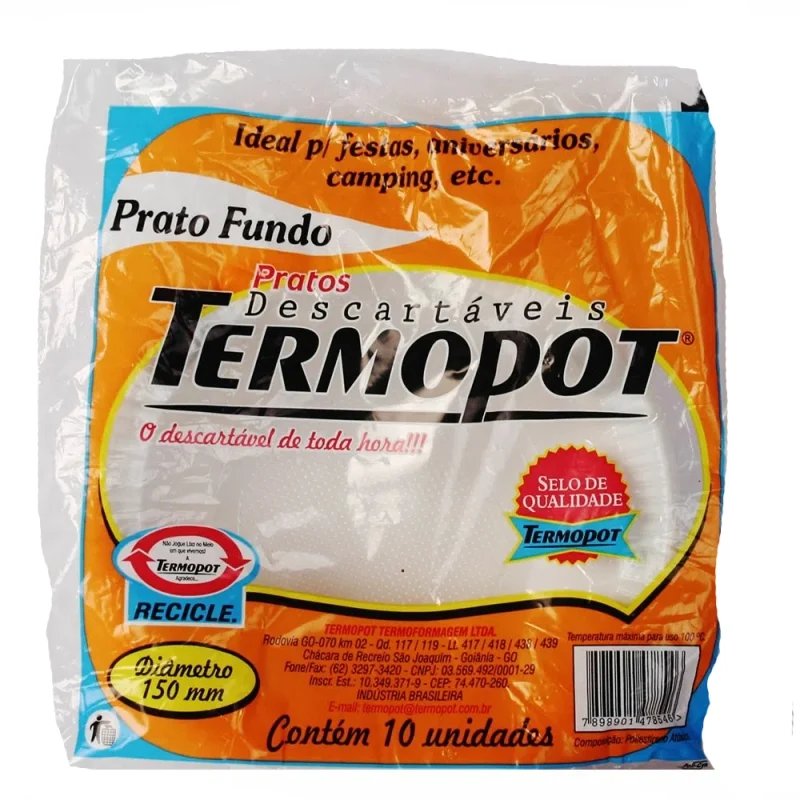 Prato descartável fundo TERMOPOT 21cm 10Un