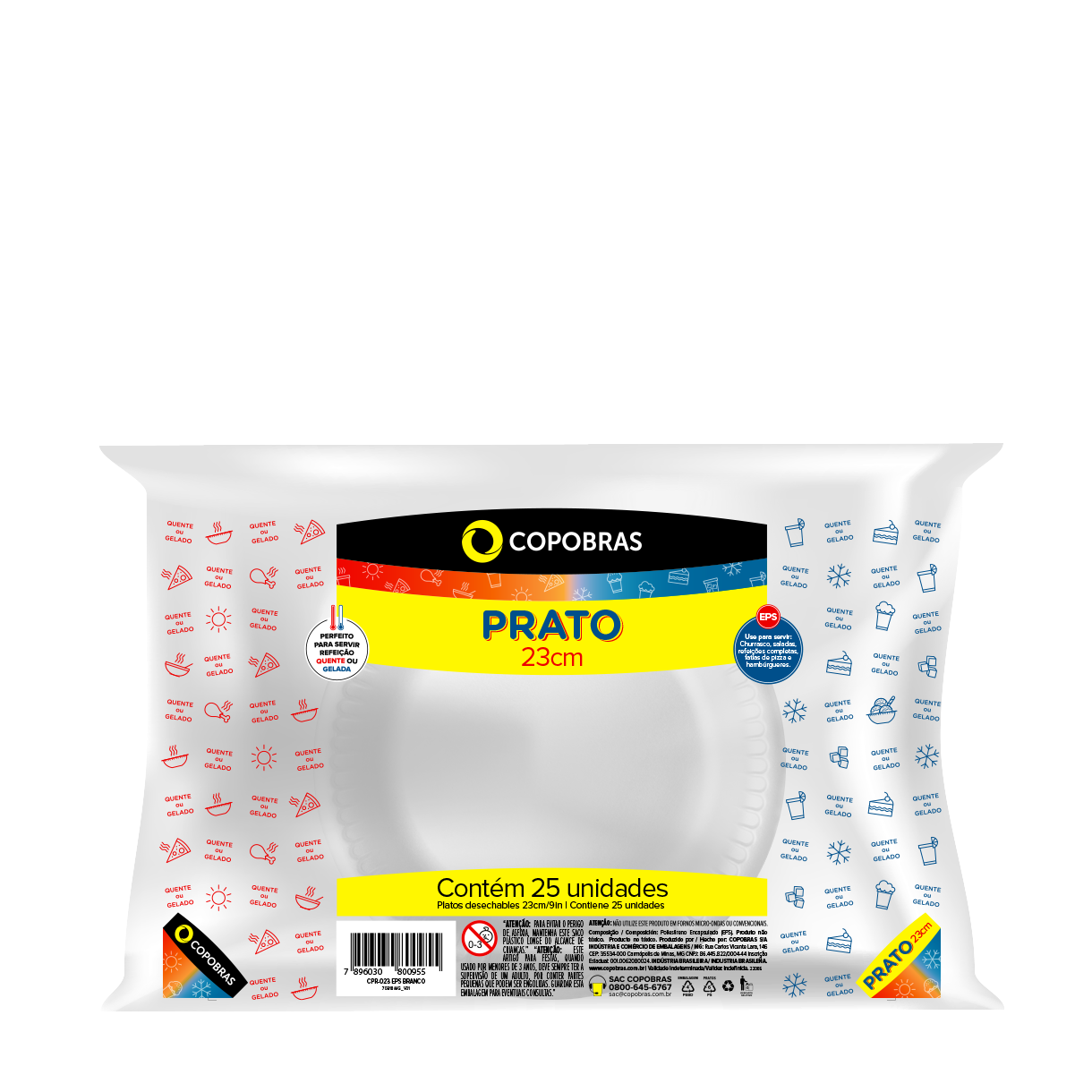 Prato isopor COPOBRAS 23cm 25Un