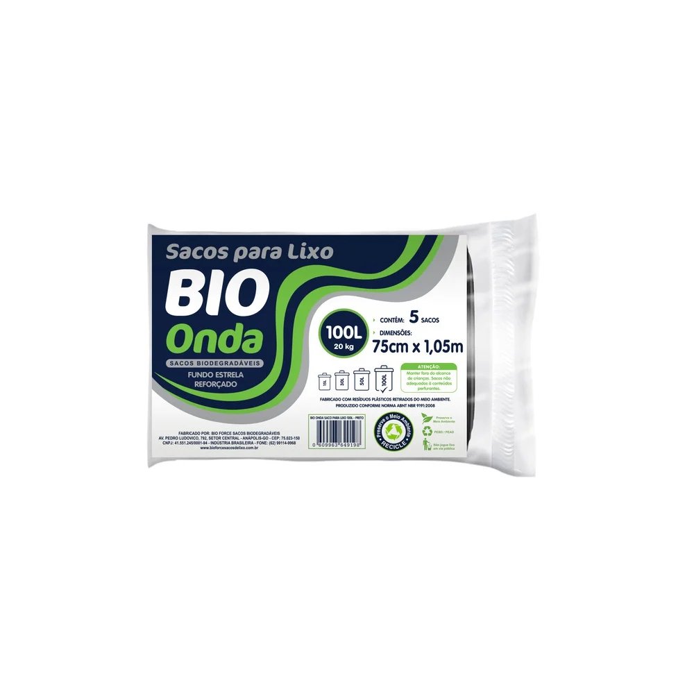 Saco de lixo BIO ONDA preto 100L