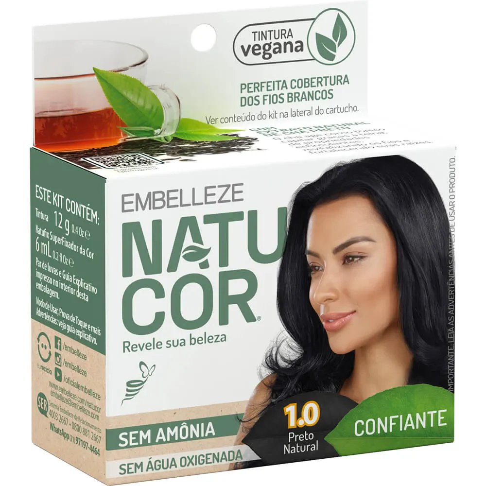 Tintuta em pó NATUCOR 1.0 - Preto Natural
